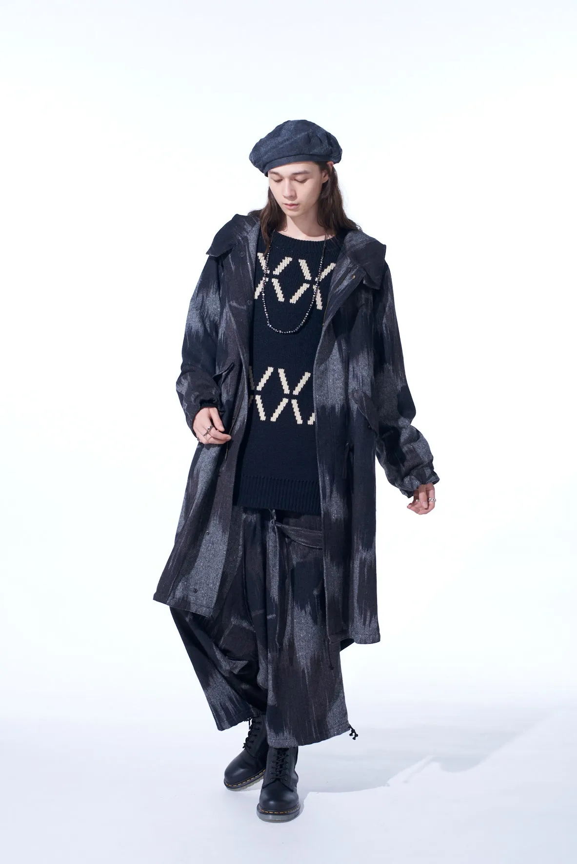CAMOUFLAGE TWEED BELTED BALLOON SAROUEL PANTS sold by Yohji Yamamoto product image thumbnail 5