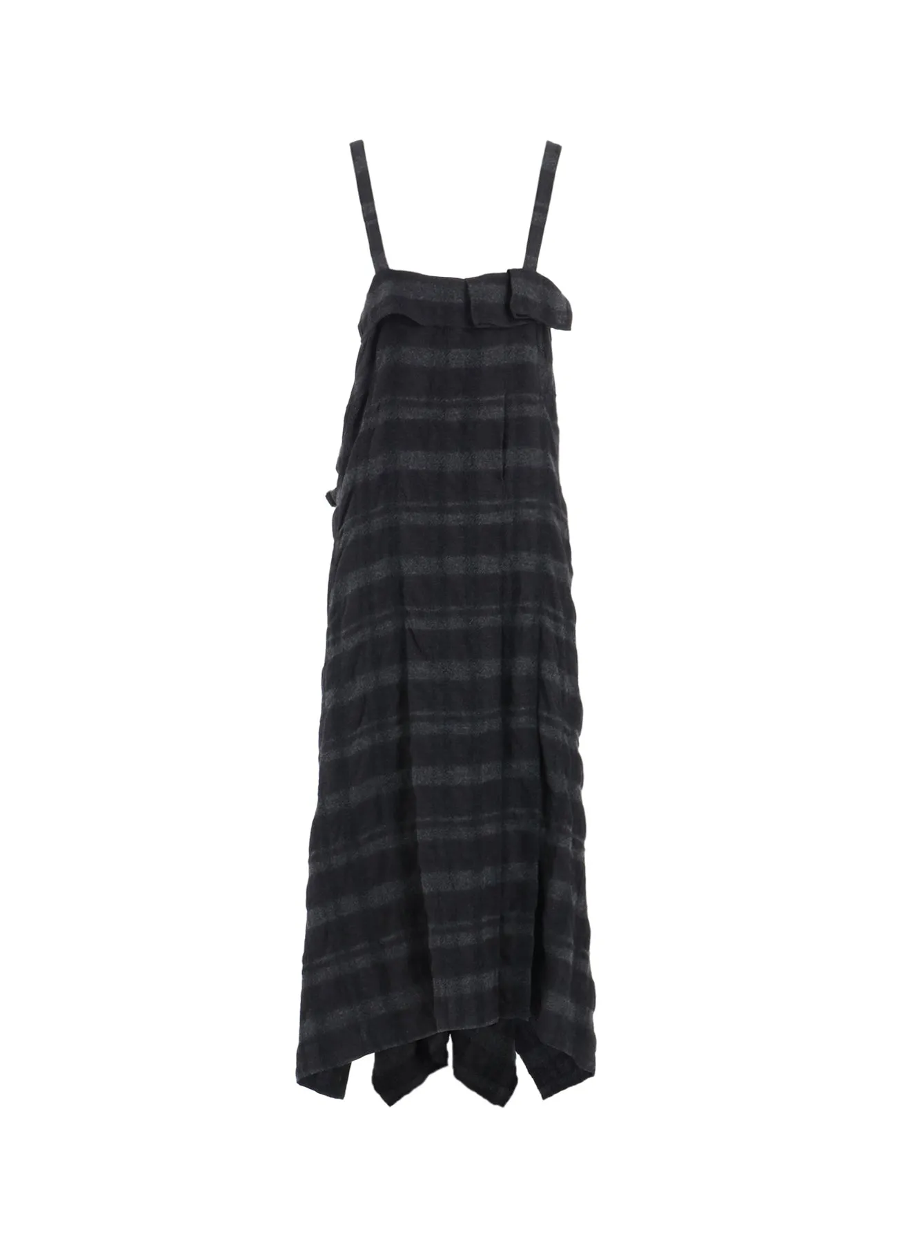 FULLING FINISHED SHADOW CHECK PLEATED SHOULDER STRAP DRESS sold by Yohji Yamamoto