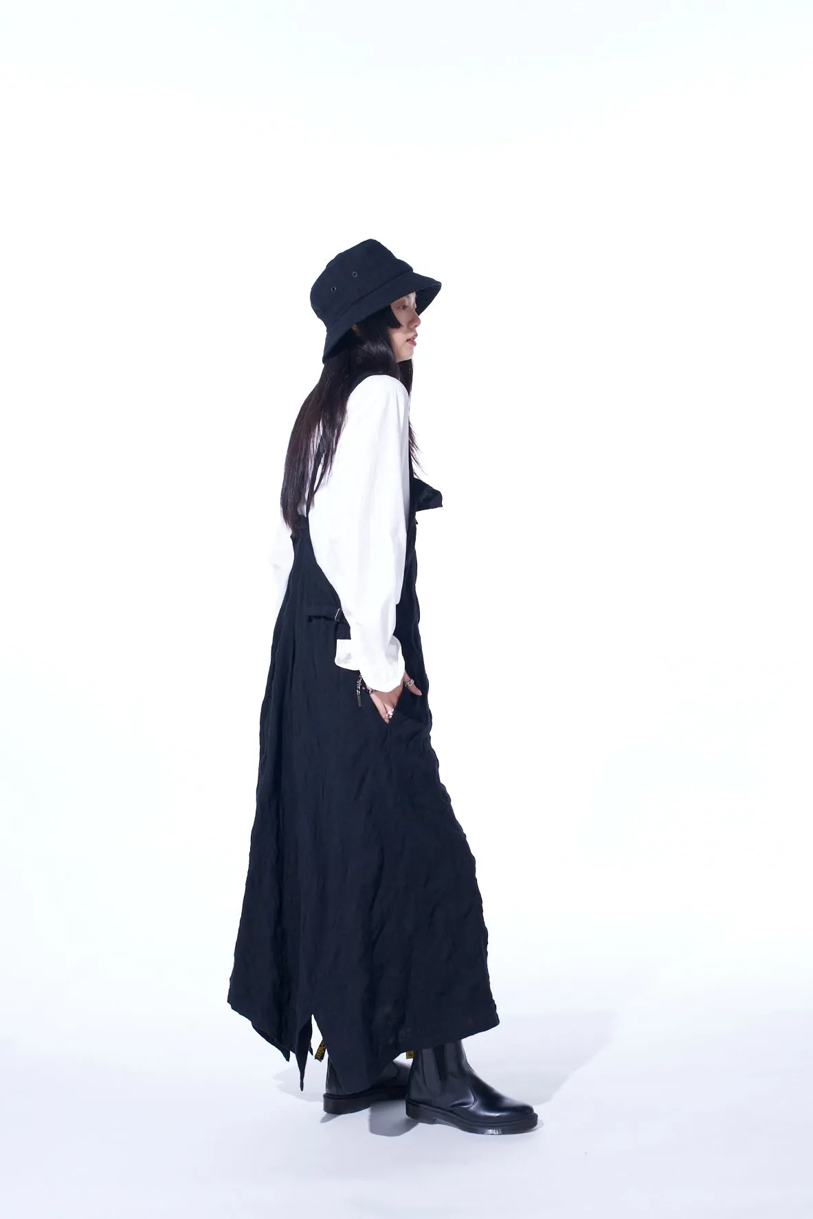 FULLING FINISHED SHADOW CHECK PLEATED SHOULDER STRAP DRESS sold by Yohji Yamamoto product image thumbnail 5