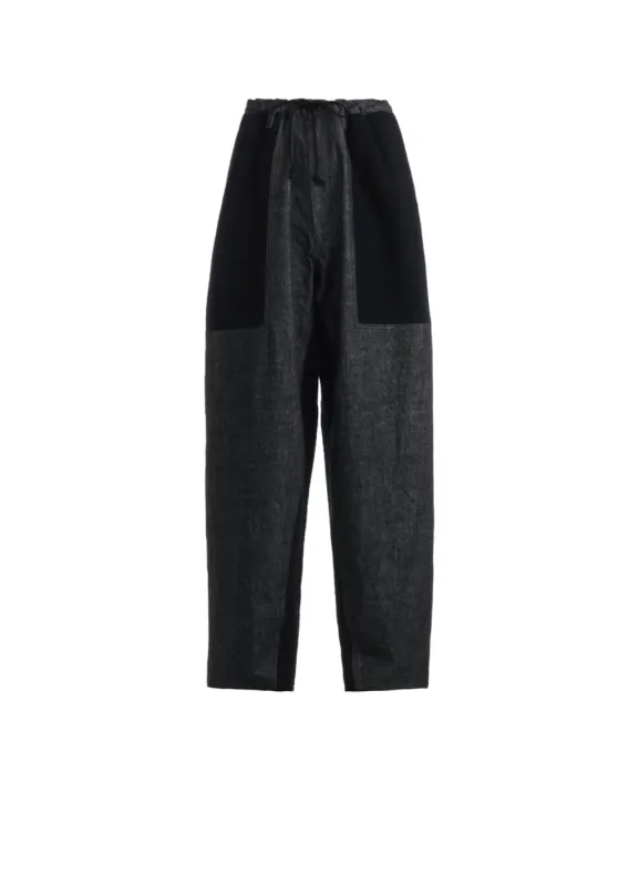 BLACK DENIM +WOOL JERSEY RIB WAIST STRING PANTS sold by Yohji Yamamoto