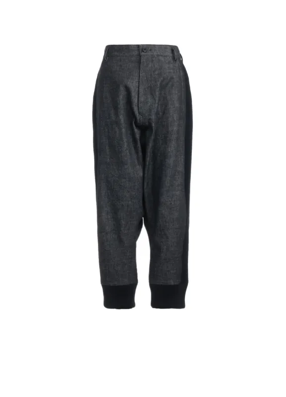 BLACK DENIM +WOOL JERSEY RIBBED HEM PANTS sold by Yohji Yamamoto