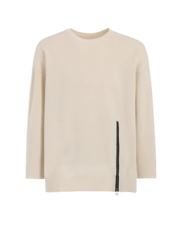 CASHMERE/EXTRA SUPER FINE WOOL ZIPPER CREW NECK KNIT sold by Yohji Yamamoto