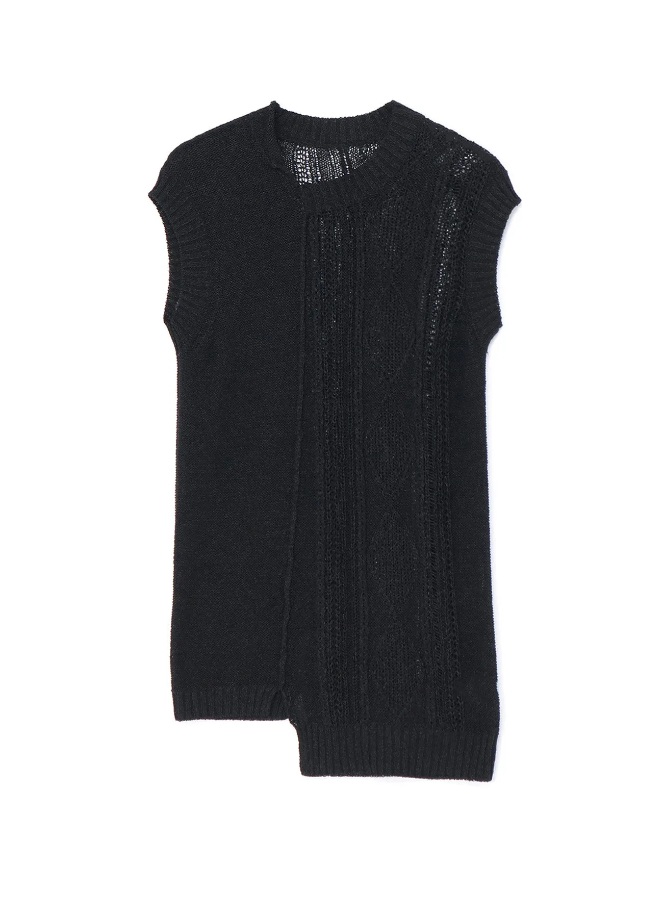 PLAIN STITCH x CABLE KNIT SLEEVELESS PULLOVER sold by Yohji Yamamoto