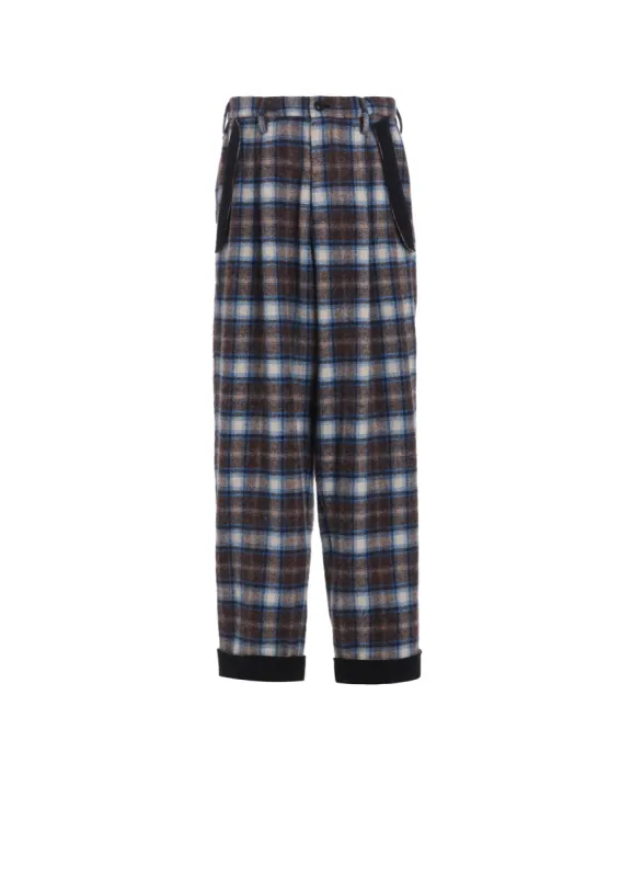 CHECKED SHAGGY WOOL SIDE CUT-OFF PANTS sold by Yohji Yamamoto