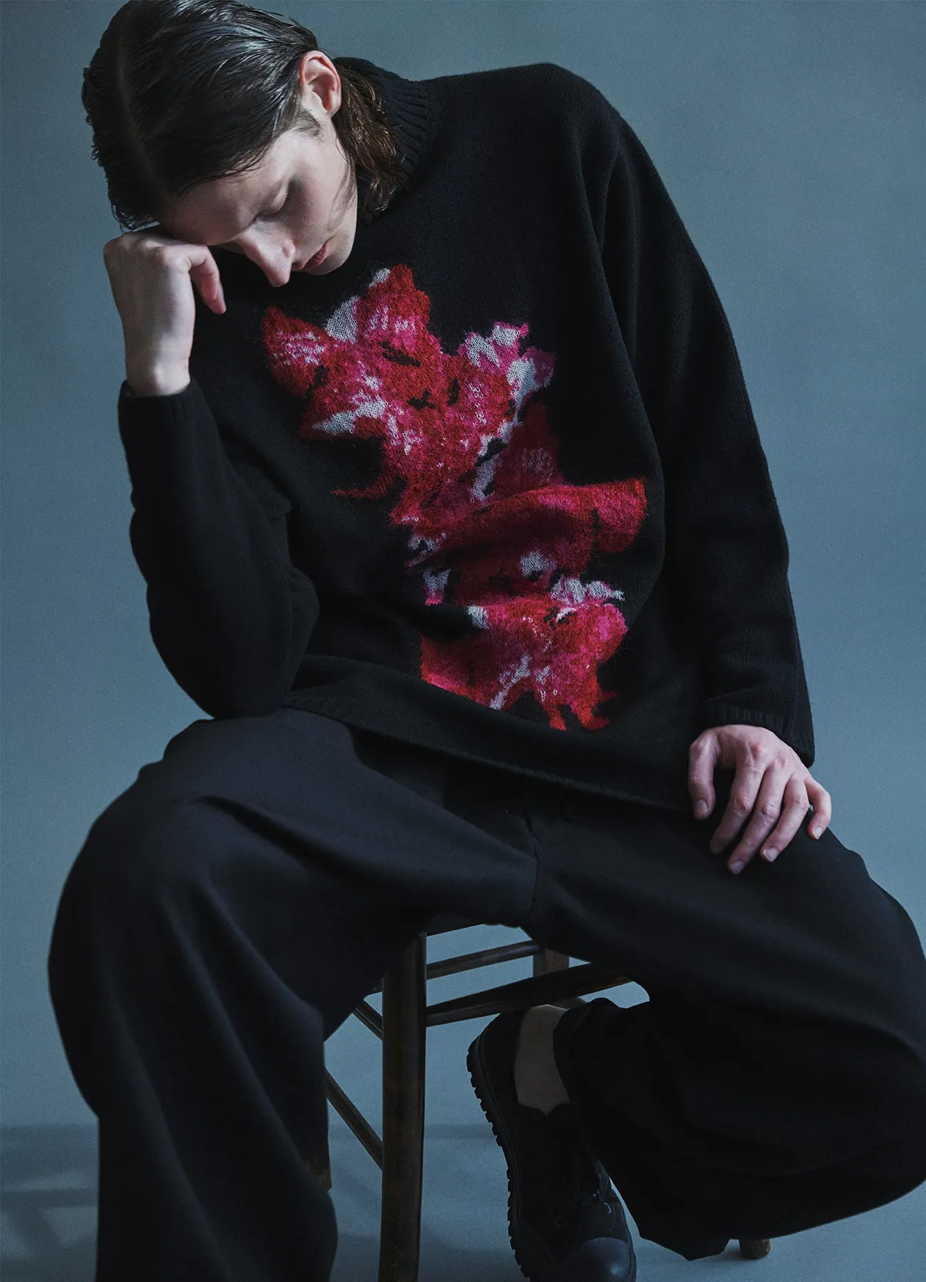 FLOWER DESIGNED TURTLE NECK KNIT sold by Yohji Yamamoto product image thumbnail 4