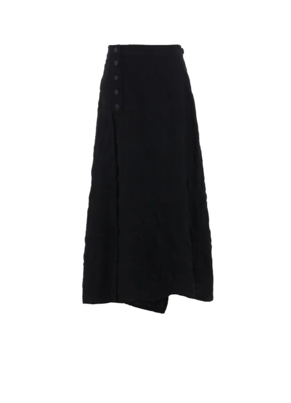 FULLING FINISHED SHADOW CHECK BUTTONED SKIRT sold by Yohji Yamamoto