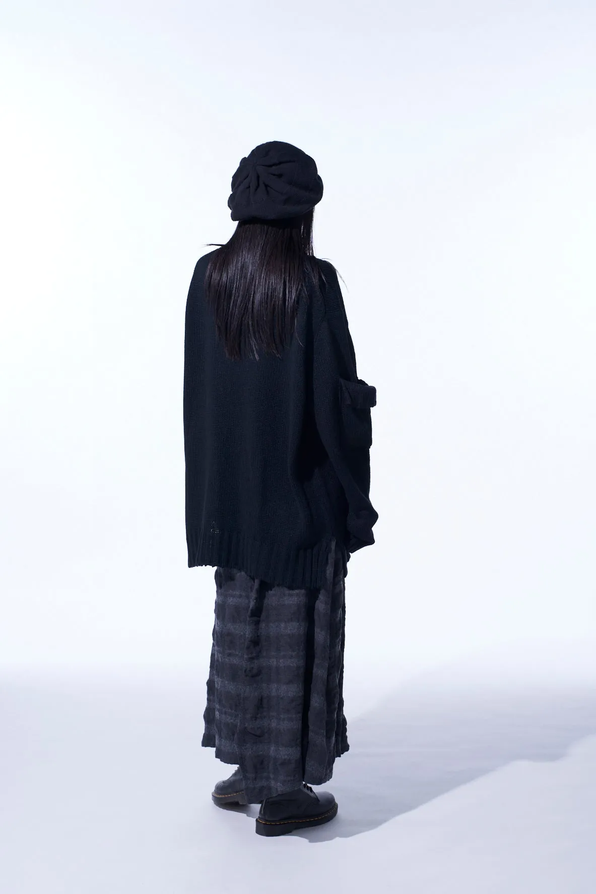 FULLING FINISHED SHADOW CHECK BUTTONED SKIRT sold by Yohji Yamamoto product image thumbnail 4