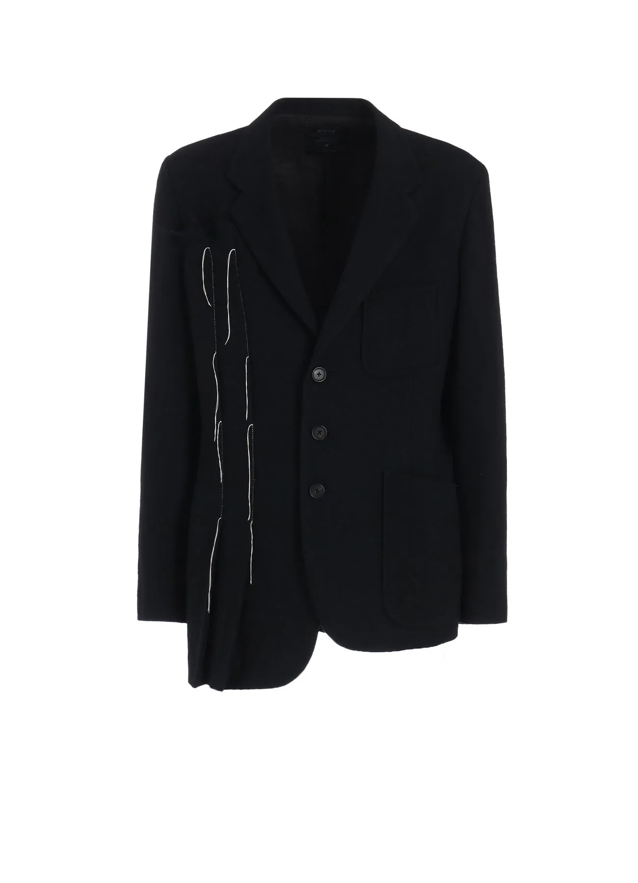 WOOL VIYELLA ASYMMETRICAL PLEATED JACKET sold by Yohji Yamamoto