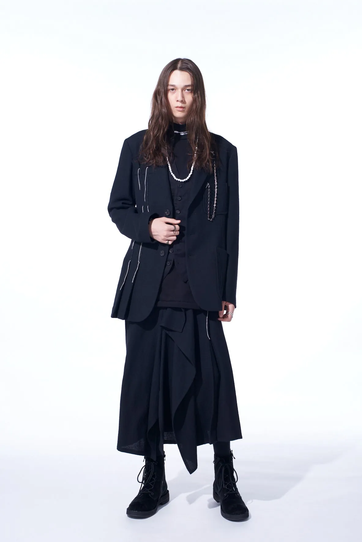 WOOL VIYELLA ASYMMETRICAL PLEATED JACKET sold by Yohji Yamamoto product image thumbnail 2