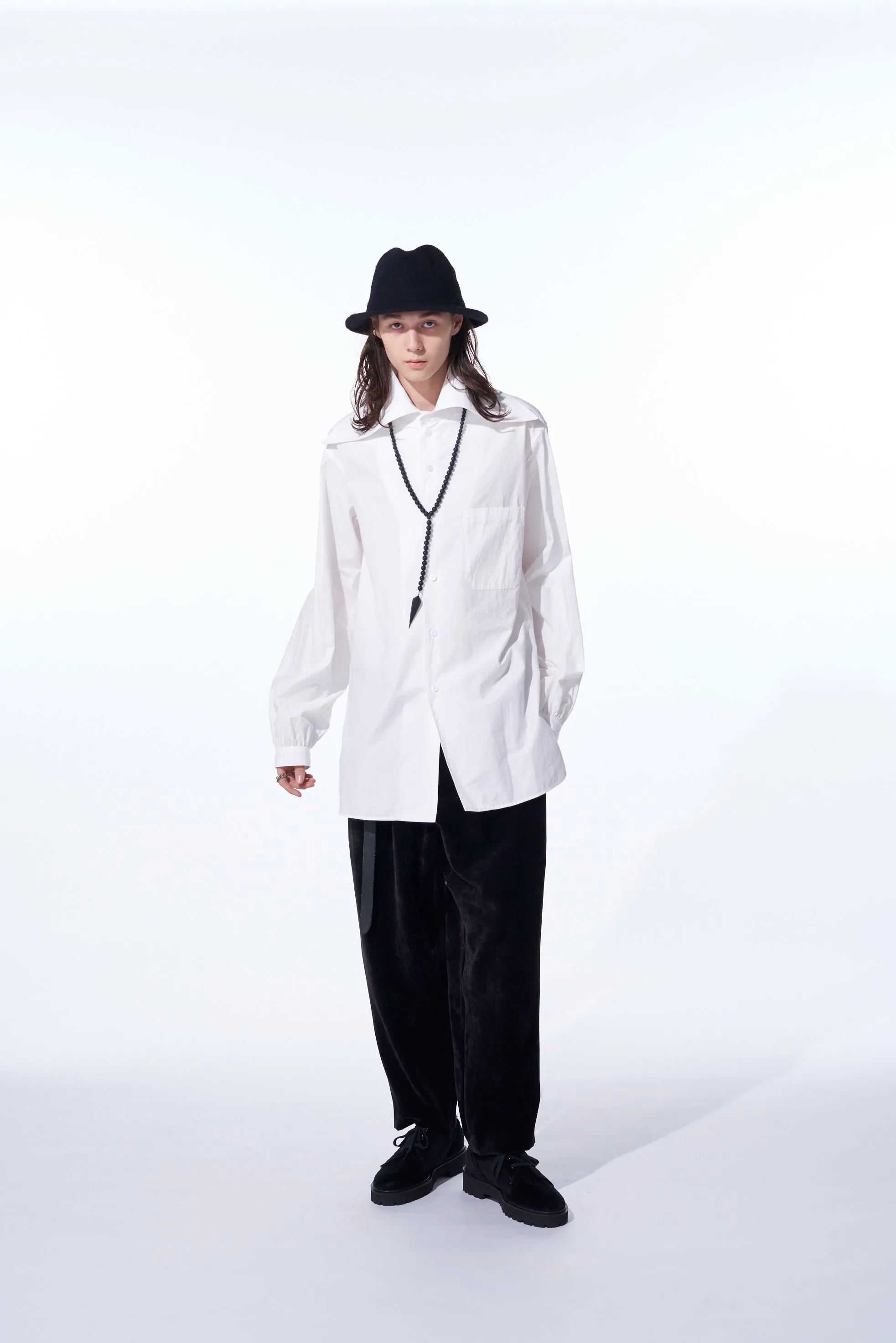 COTTON/LINEN WASHER TYPEWRITER BIG-COLLARED SHIRT sold by Yohji Yamamoto product image thumbnail 2