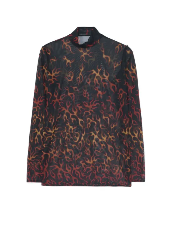 FIRE PRINT TOP WITH MOCK TURTLENECK sold by Yohji Yamamoto