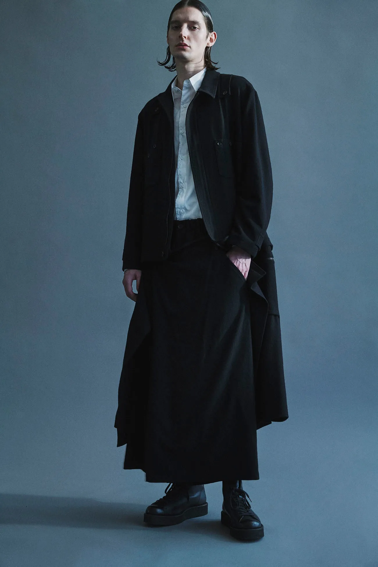 WOOL FLANNEL WRAP PANTS sold by Yohji Yamamoto product image thumbnail 2