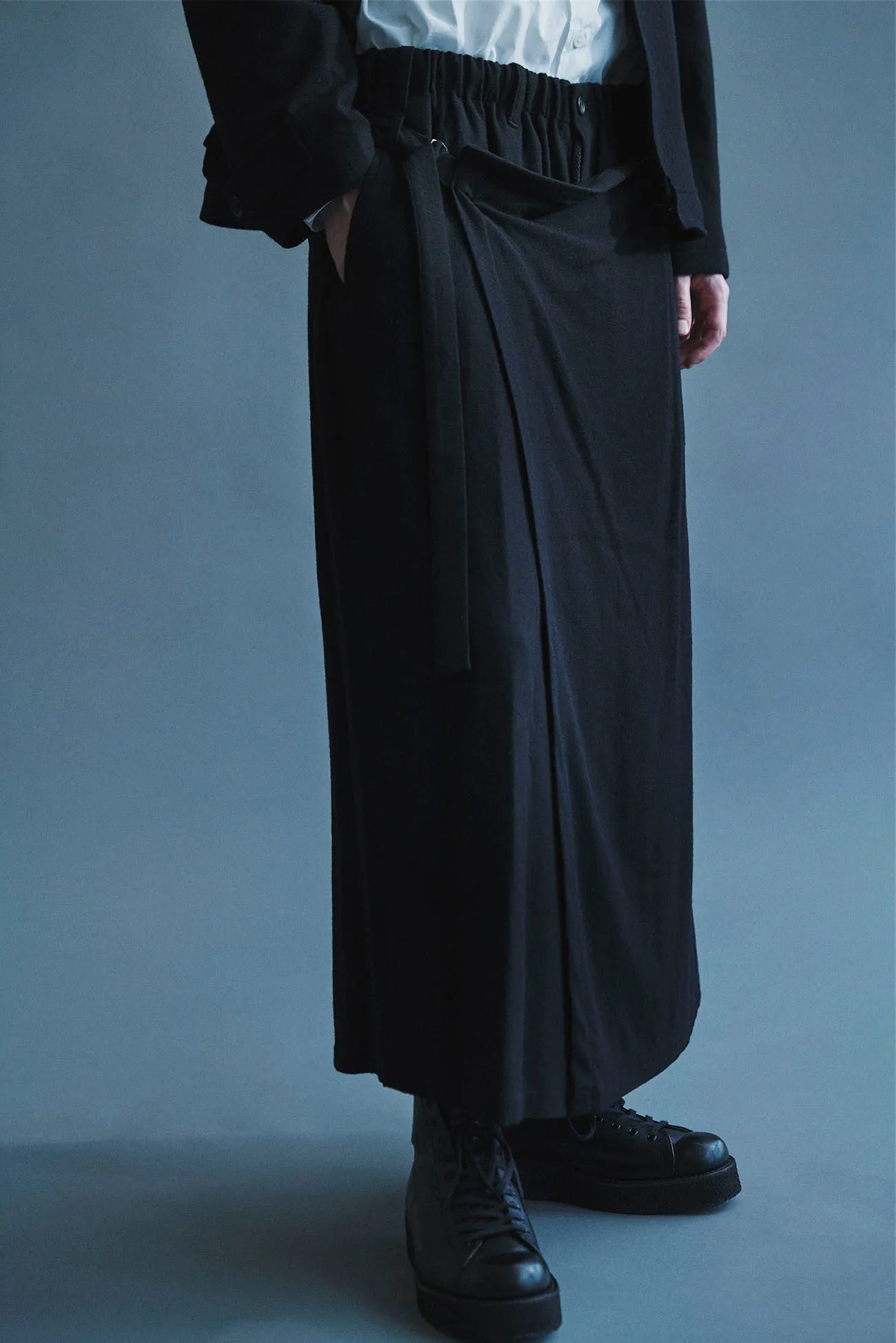 WOOL FLANNEL WRAP PANTS sold by Yohji Yamamoto product image thumbnail 3