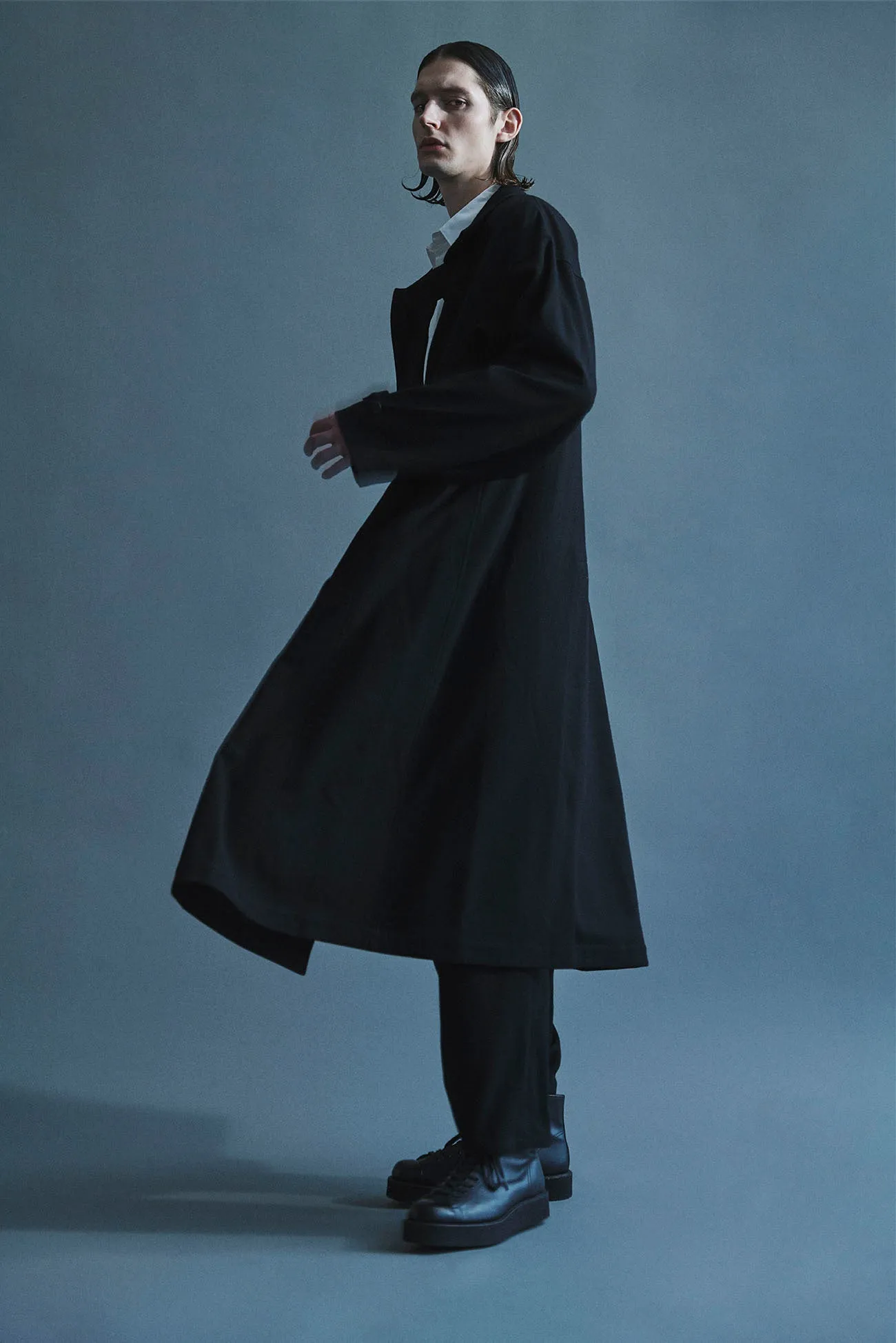 WOOL FLANNEL STAND-UP COLLAR RAIN COAT sold by Yohji Yamamoto product image thumbnail 3