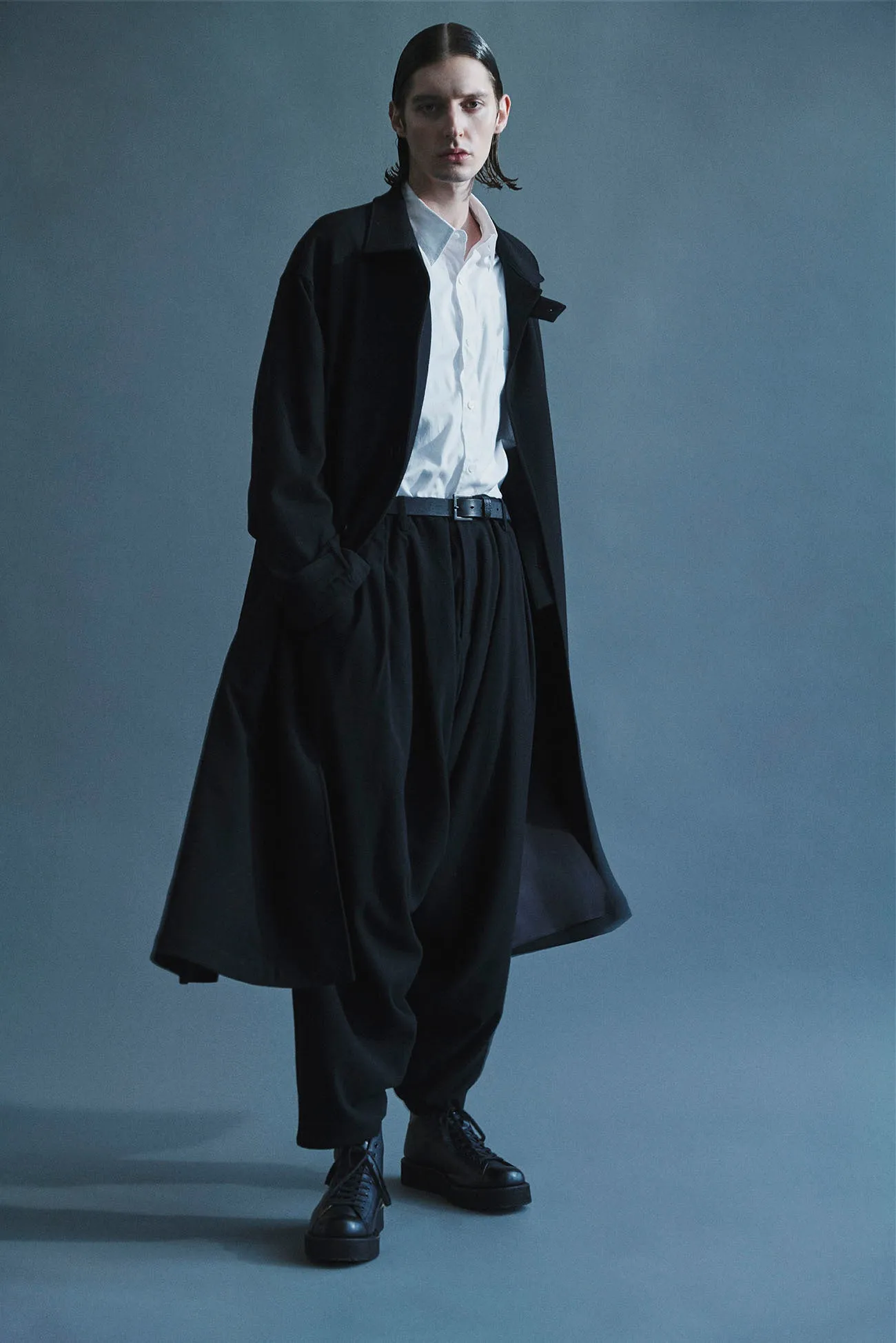 WOOL FLANNEL STAND-UP COLLAR RAIN COAT sold by Yohji Yamamoto product image thumbnail 2