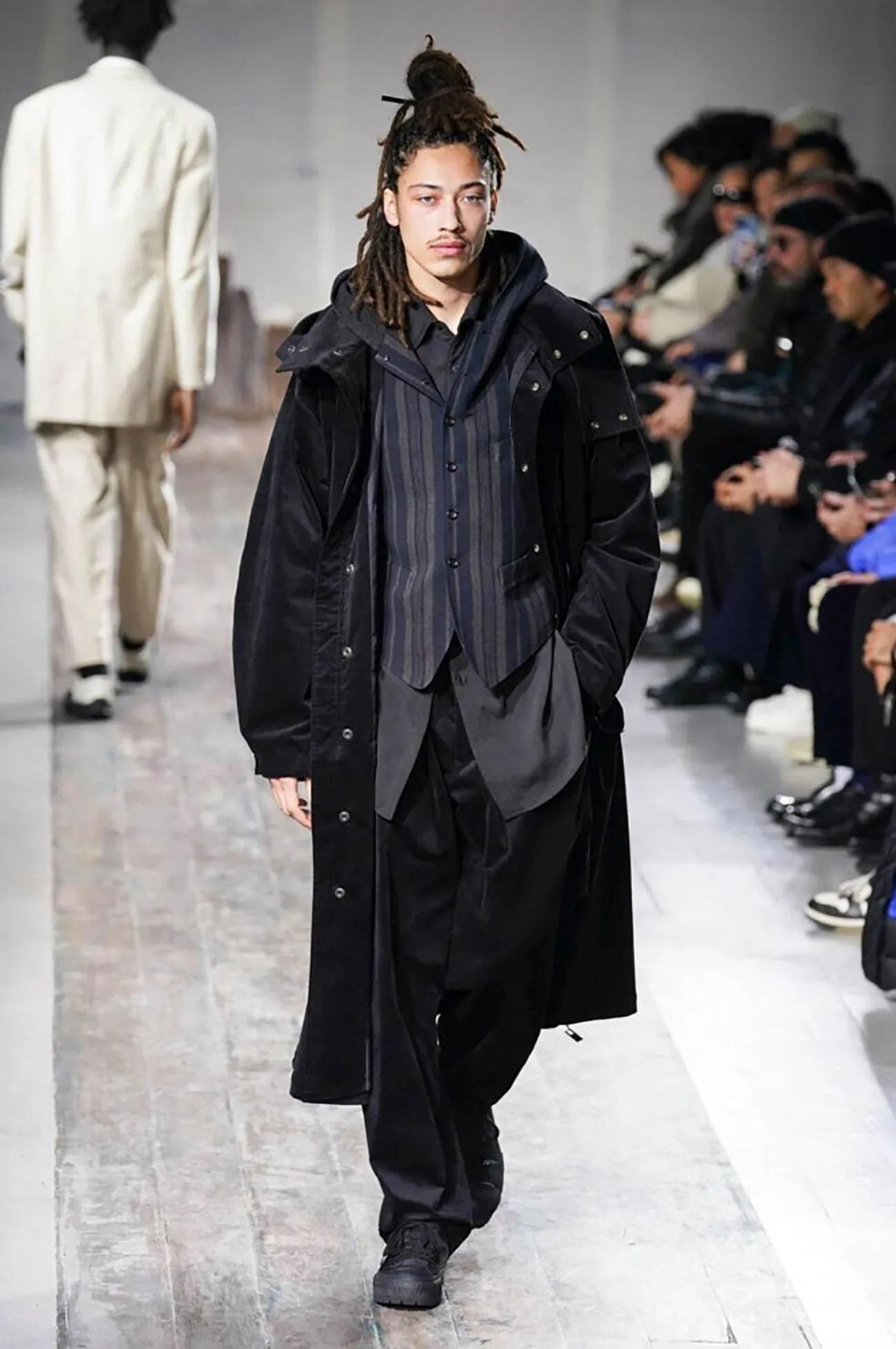 50C VELVET HOODED LONG COAT sold by Yohji Yamamoto product image thumbnail 2
