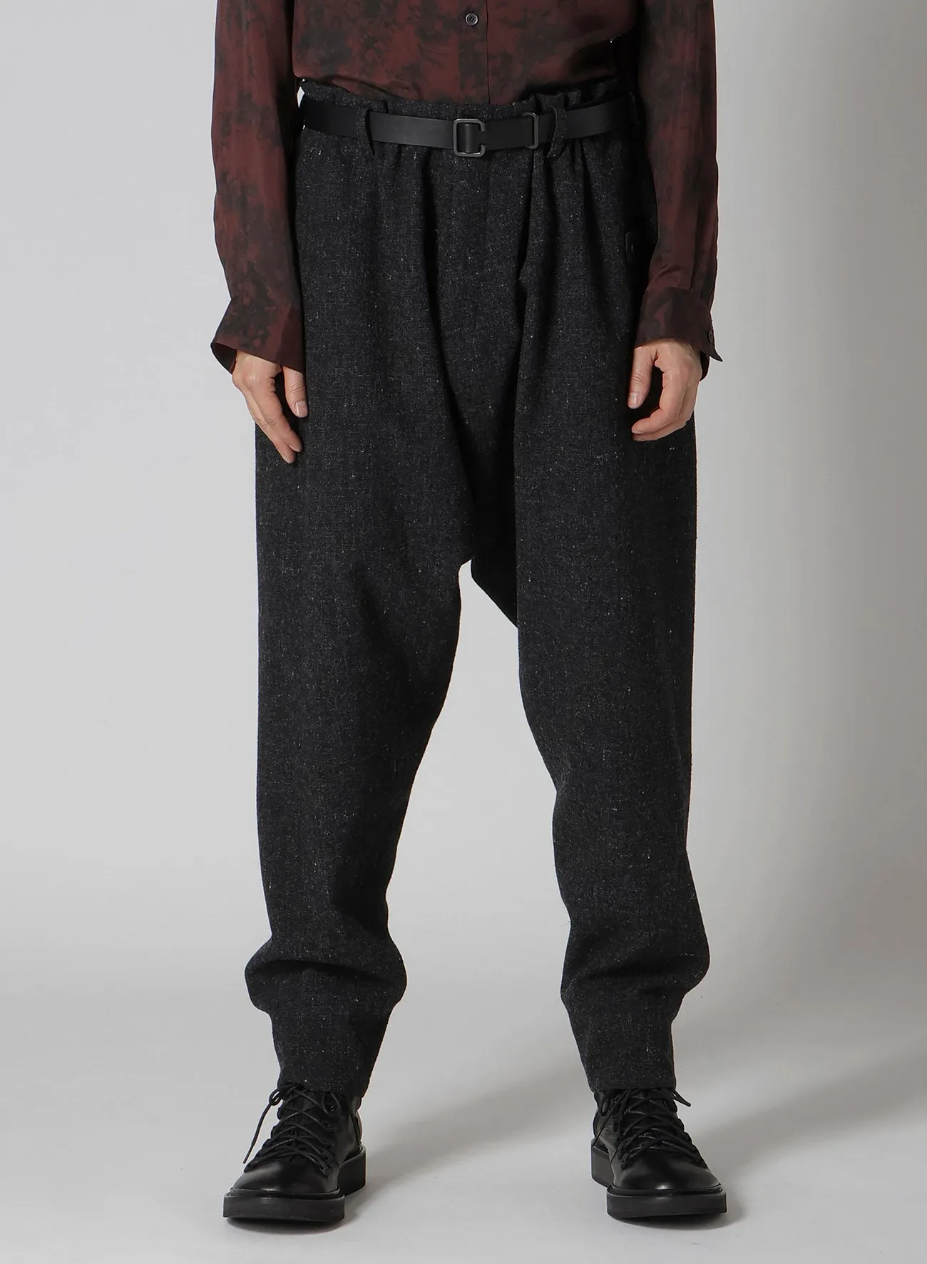 WOOL SPINNING SLIM SAROUEL PANTS sold by Yohji Yamamoto product image thumbnail 5