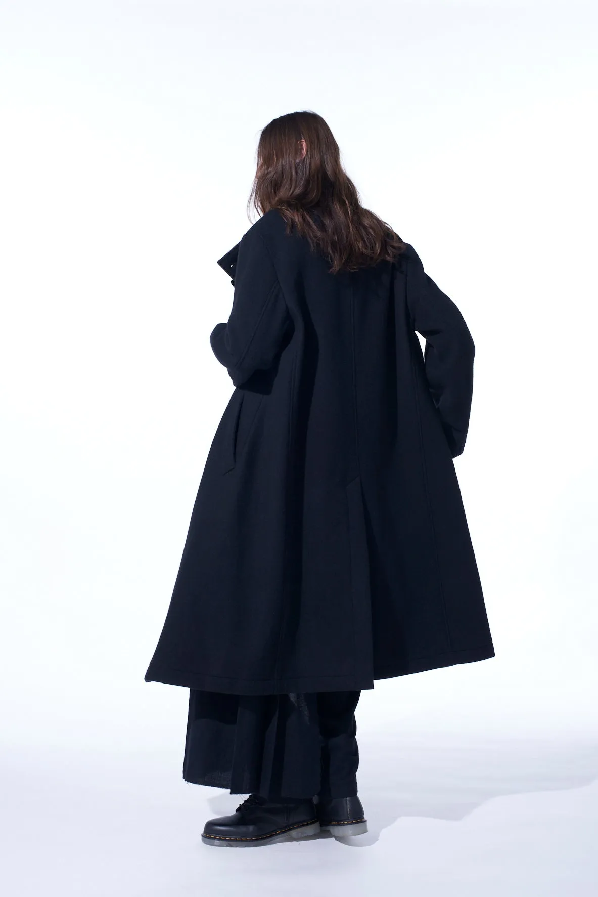 DOUBLE-WEAVE MELTON STAND COLLAR COAT sold by Yohji Yamamoto product image thumbnail 5