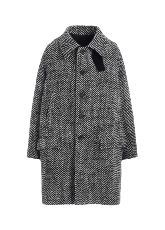HERRINGBONE TWEED OVERSIZED SOUTIEN COLLAR COAT sold by Yohji Yamamoto