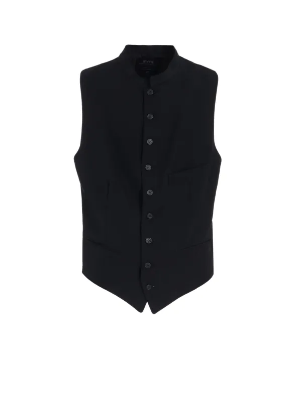 WASHER WOOL GABARDINE STAND COLLAR VEST sold by Yohji Yamamoto