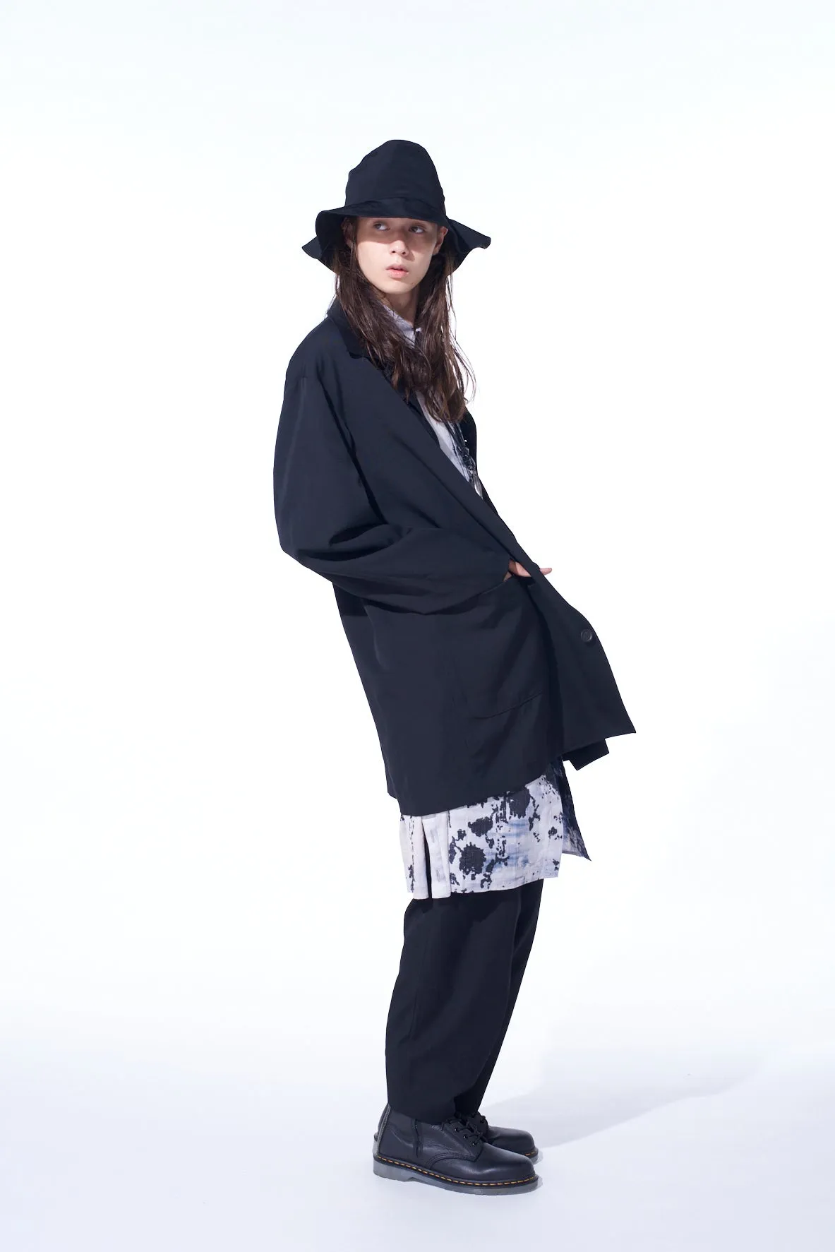 WASHER WOOL GABARDINE OPEN COLLAR TOPPER BLOUSON sold by Yohji Yamamoto product image thumbnail 5