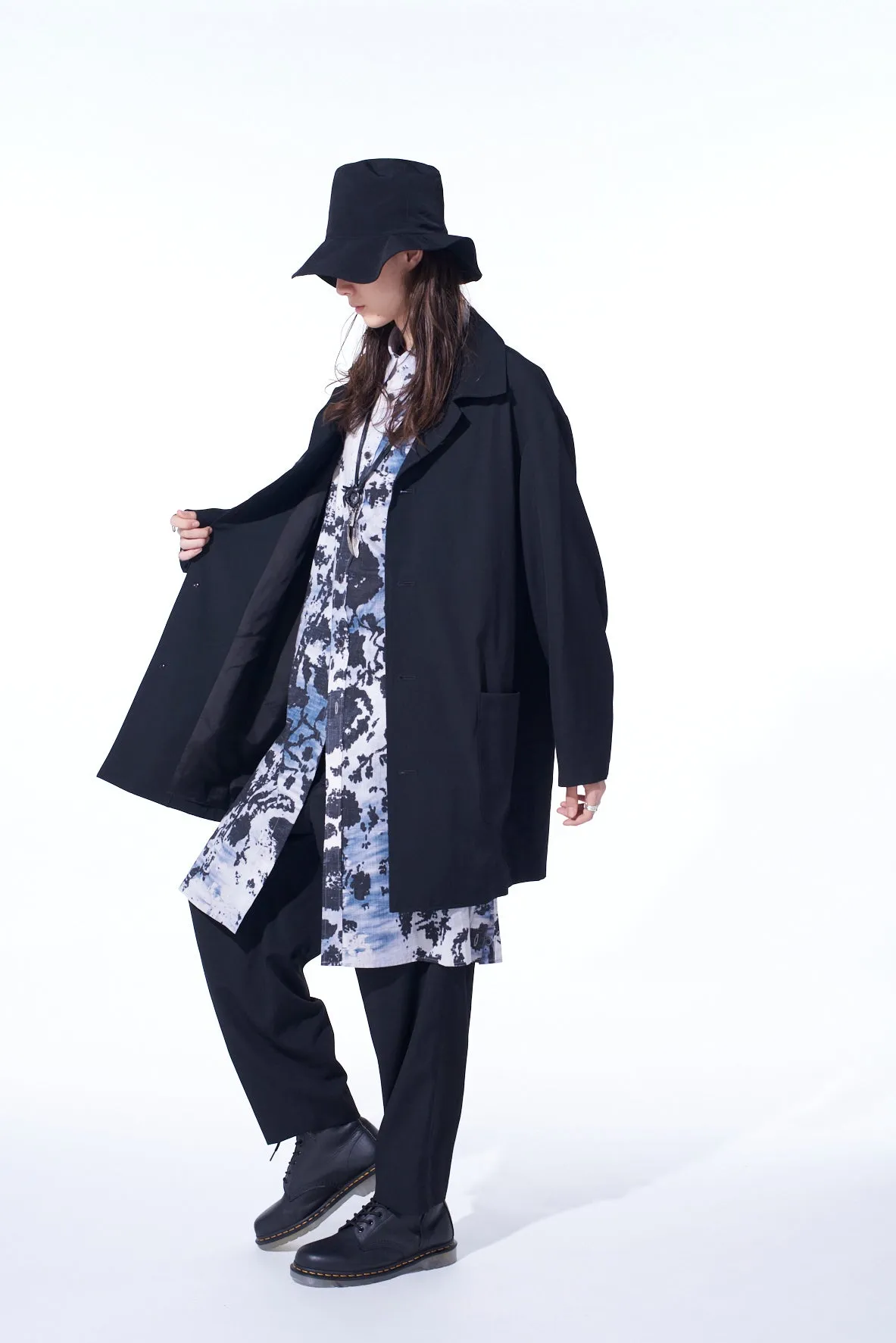 WASHER WOOL GABARDINE OPEN COLLAR TOPPER BLOUSON sold by Yohji Yamamoto product image thumbnail 3
