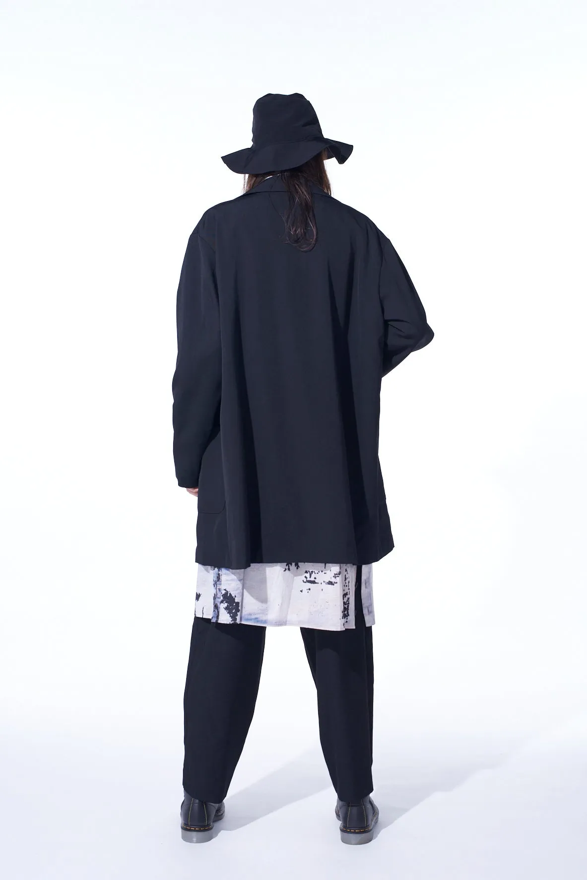 WASHER WOOL GABARDINE OPEN COLLAR TOPPER BLOUSON sold by Yohji Yamamoto product image thumbnail 4