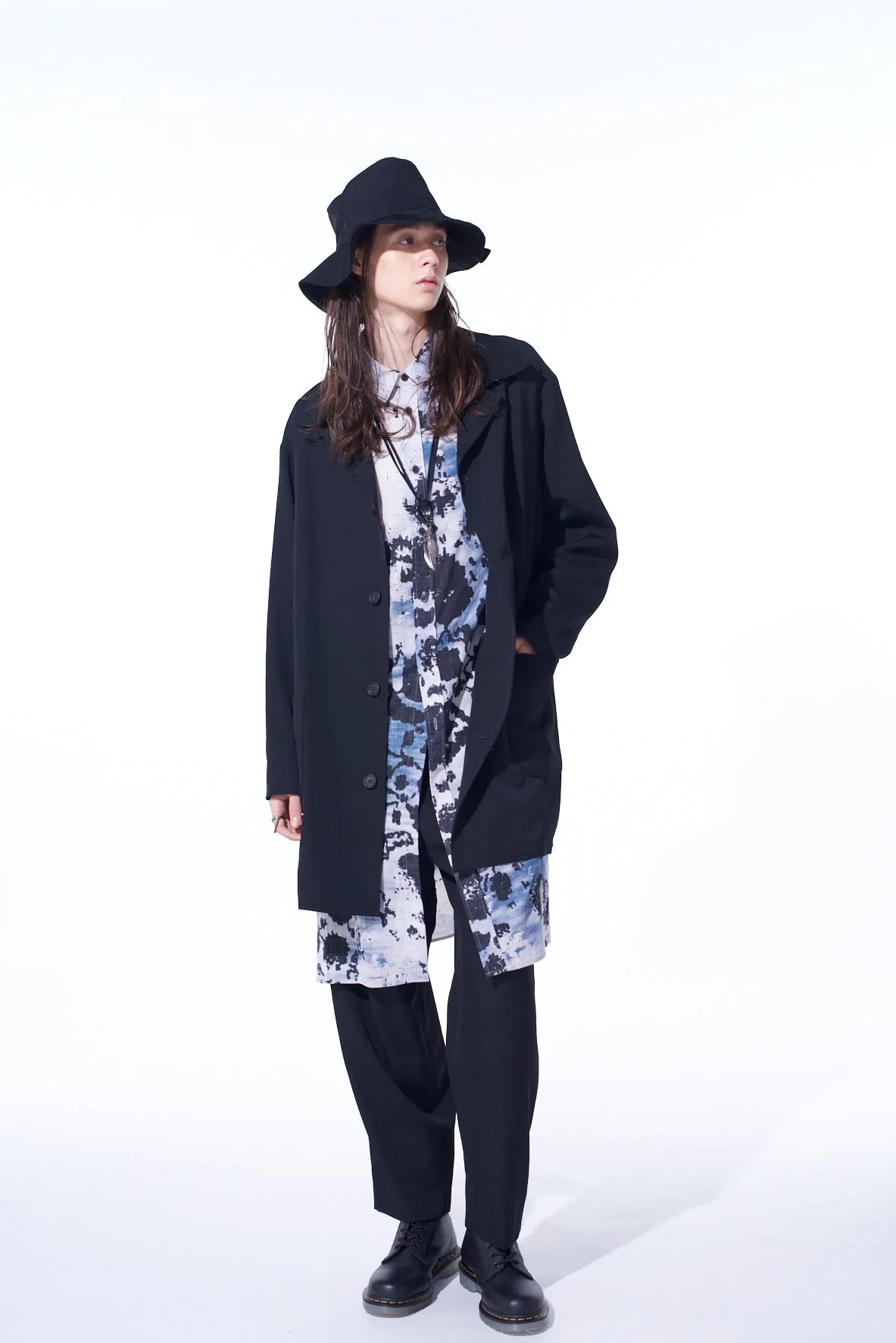 WASHER WOOL GABARDINE OPEN COLLAR TOPPER BLOUSON sold by Yohji Yamamoto product image thumbnail 2