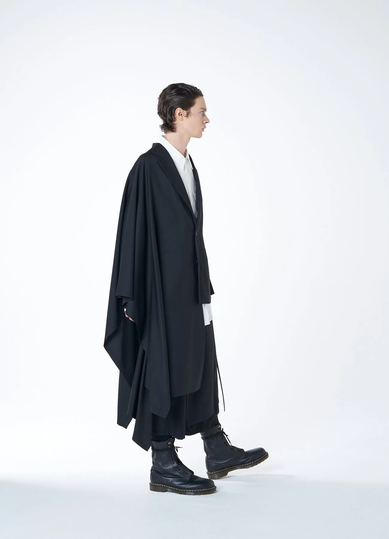WOOL GABARDINE ASYMMETRIC CAPE-JACKET sold by Yohji Yamamoto product image thumbnail 3