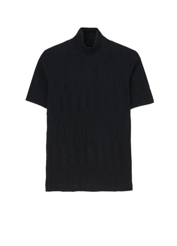 41/ COTTON HARD TWISTED WRINKLED RIBBED HIGH NECK HALF SLEEVE T sold by Yohji Yamamoto