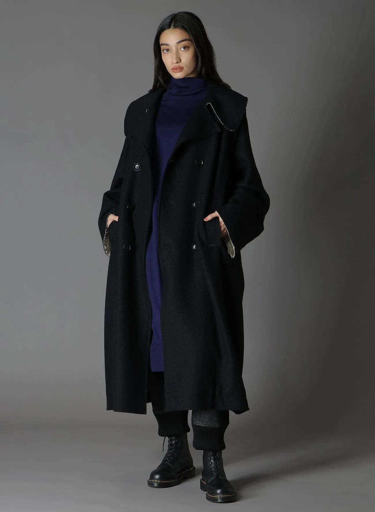 WOOL COMPRESSED BOUCLE TRUNCATED TRENCH COAT sold by Yohji Yamamoto product image thumbnail 4