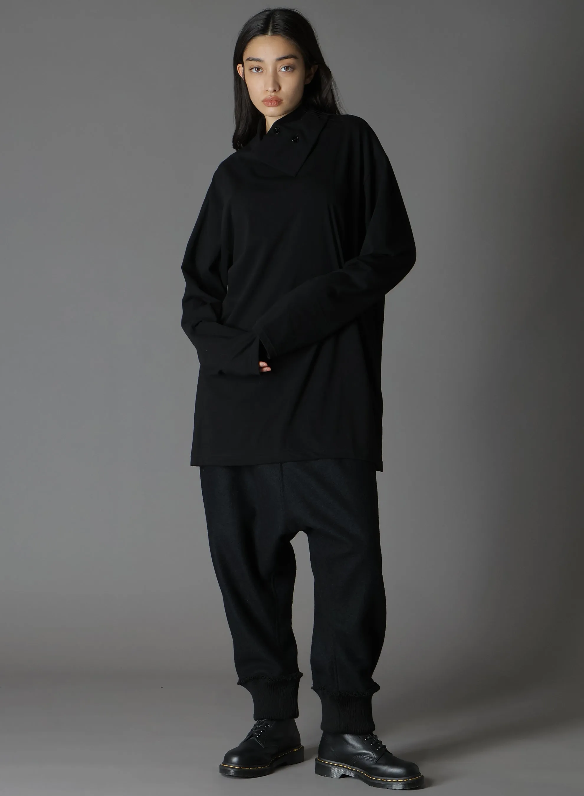 WOOL COMPRESSED BOUCLE RIBBED HEM PANTS sold by Yohji Yamamoto product image thumbnail 2