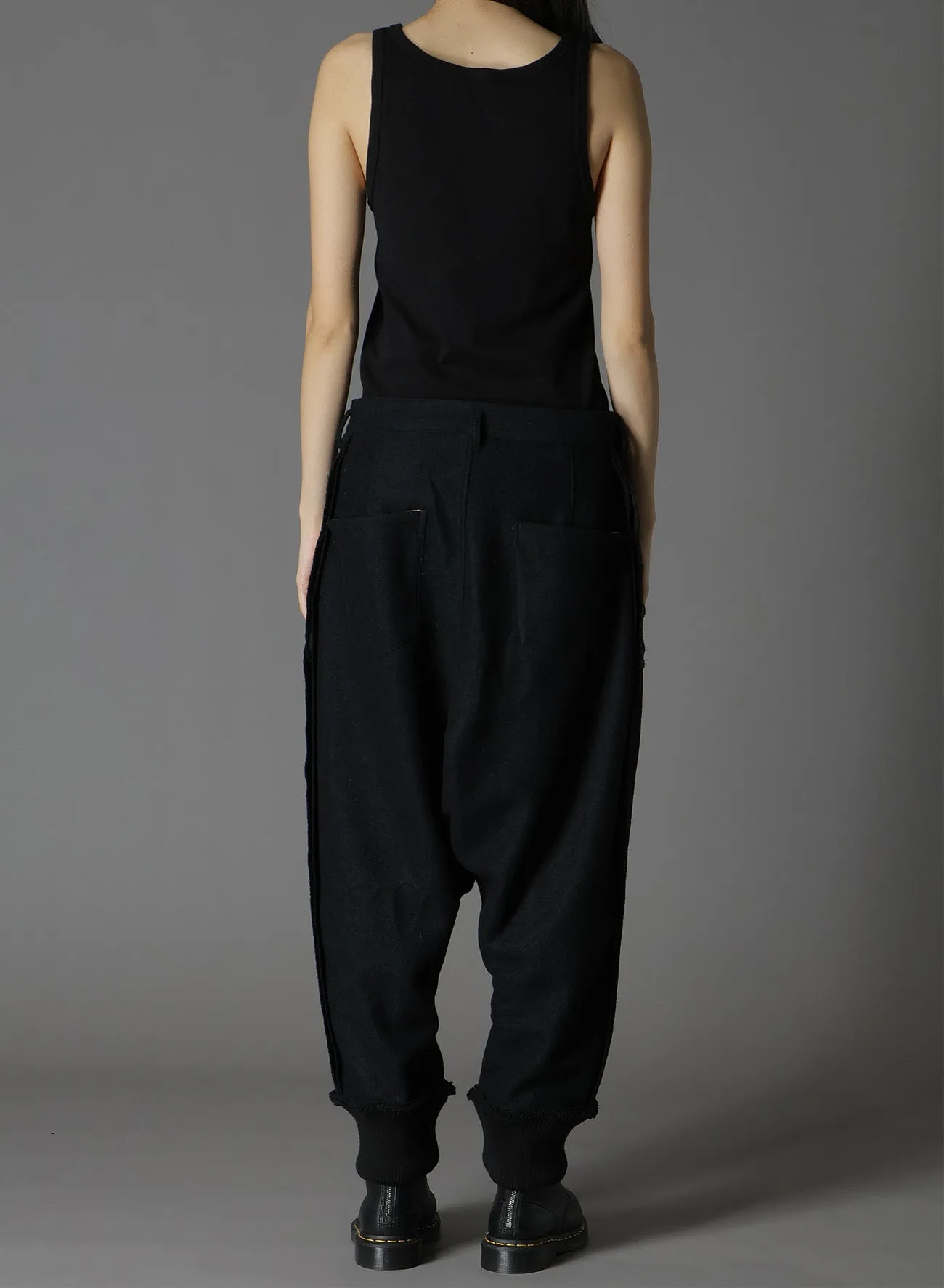 WOOL COMPRESSED BOUCLE RIBBED HEM PANTS sold by Yohji Yamamoto product image thumbnail 5