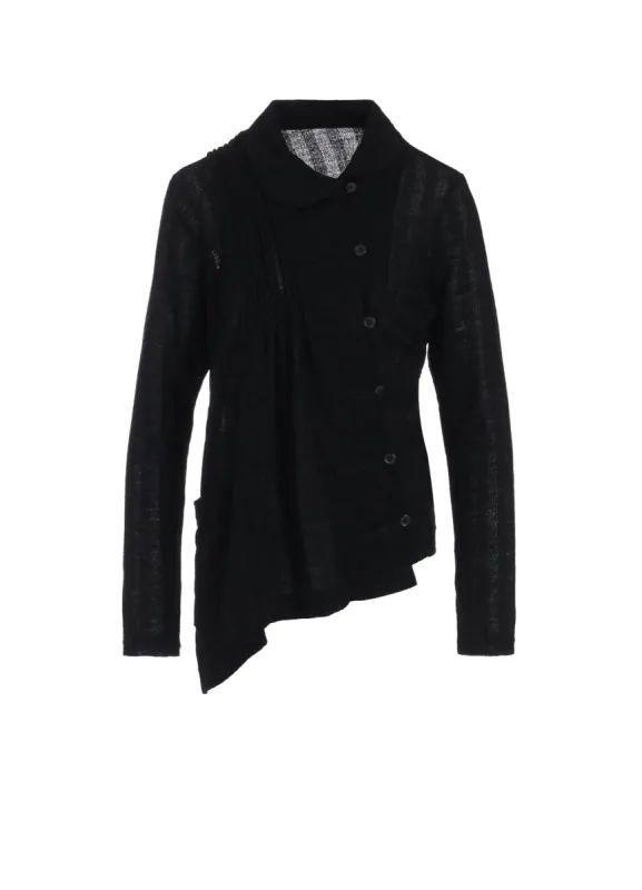 WOOL BREND STRIPE ASYMMETRIC CARDIGAN sold by Yohji Yamamoto