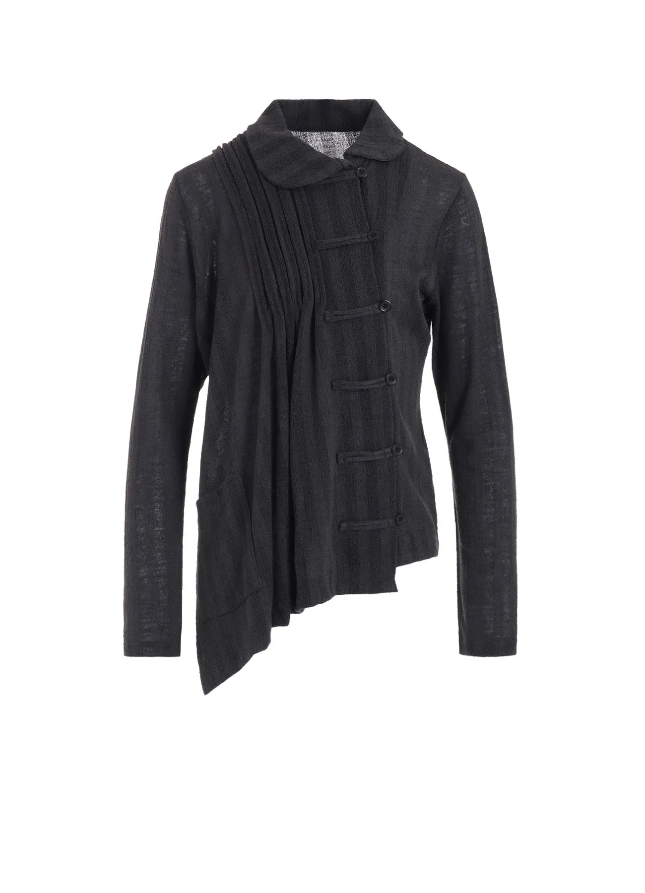 WOOL BREND STRIPE ASYMMETRIC CARDIGAN sold by Yohji Yamamoto