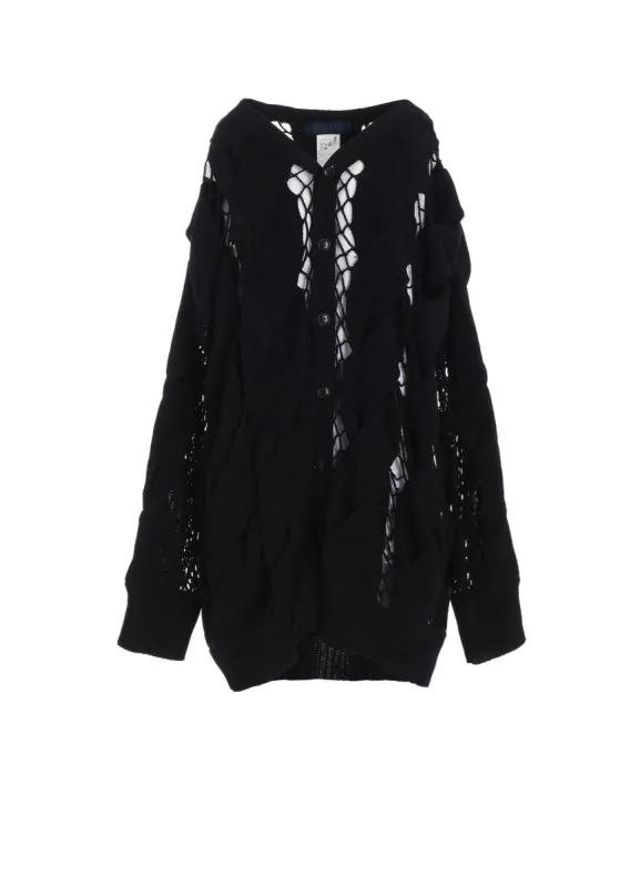 LUPINUS KEY R-CHAIN STITCH 5G CARDIGAN sold by Yohji Yamamoto