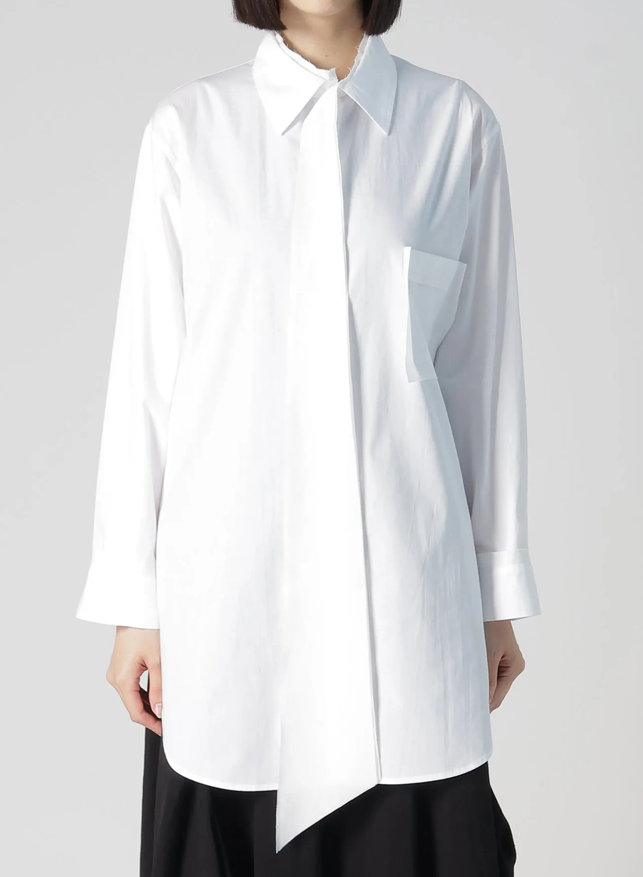 BROAD R-CUTTING TIE BLOUSE sold by Yohji Yamamoto product image thumbnail 2