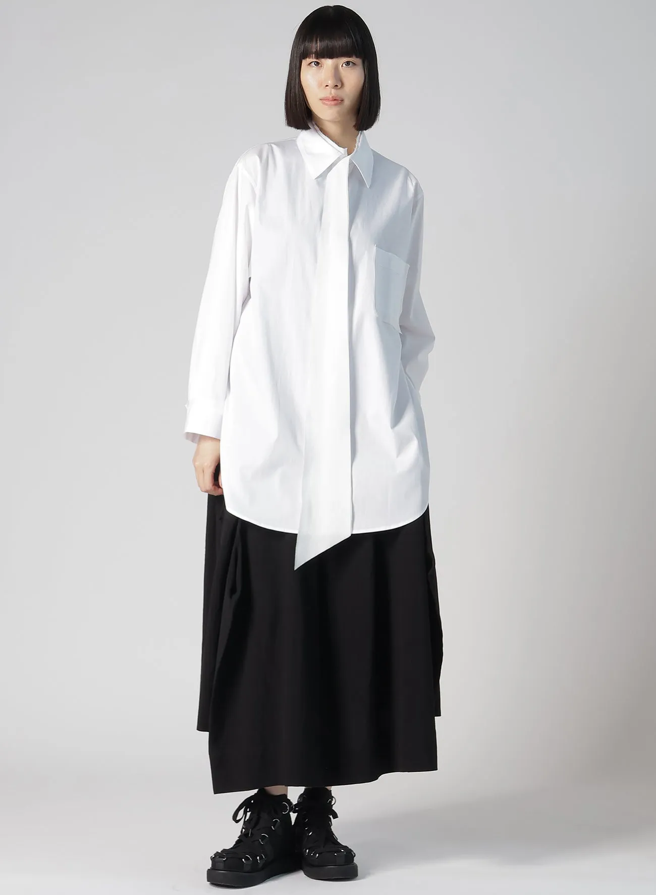 BROAD R-CUTTING TIE BLOUSE sold by Yohji Yamamoto product image thumbnail 3