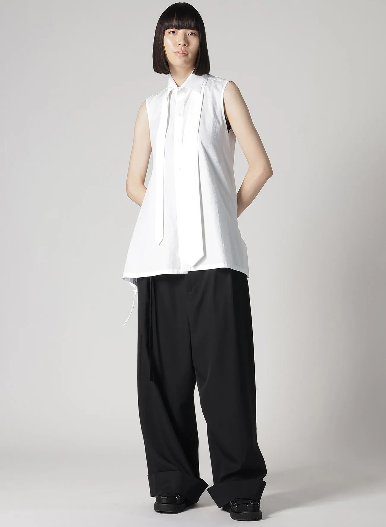 BROAD R-SLEEVELESS TIE BLOUSE sold by Yohji Yamamoto product image thumbnail 3
