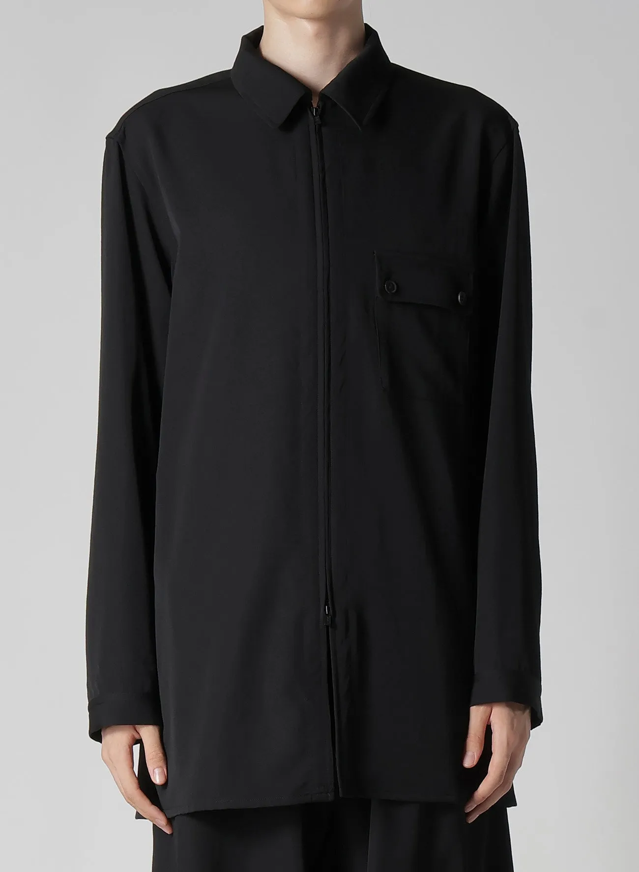 WOOL GABARDINE FRONT ZIP BLOUSE sold by Yohji Yamamoto product image thumbnail 2