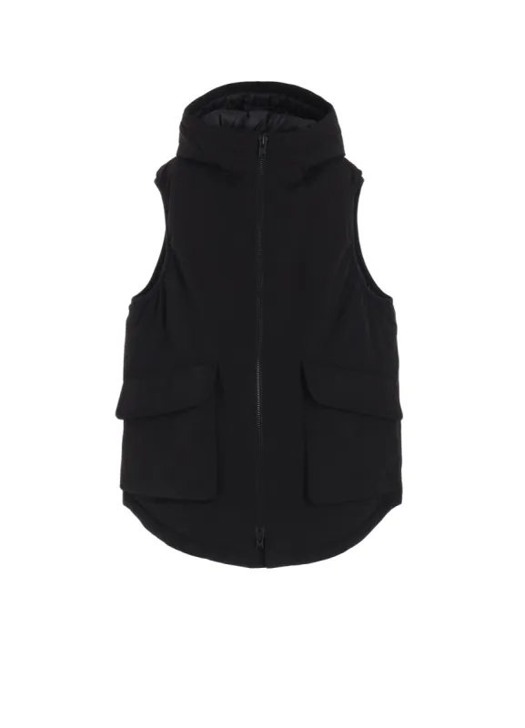 WATER-REPELLENT STRETCH TAFFETA PUFFER HOODED VEST sold by Yohji Yamamoto