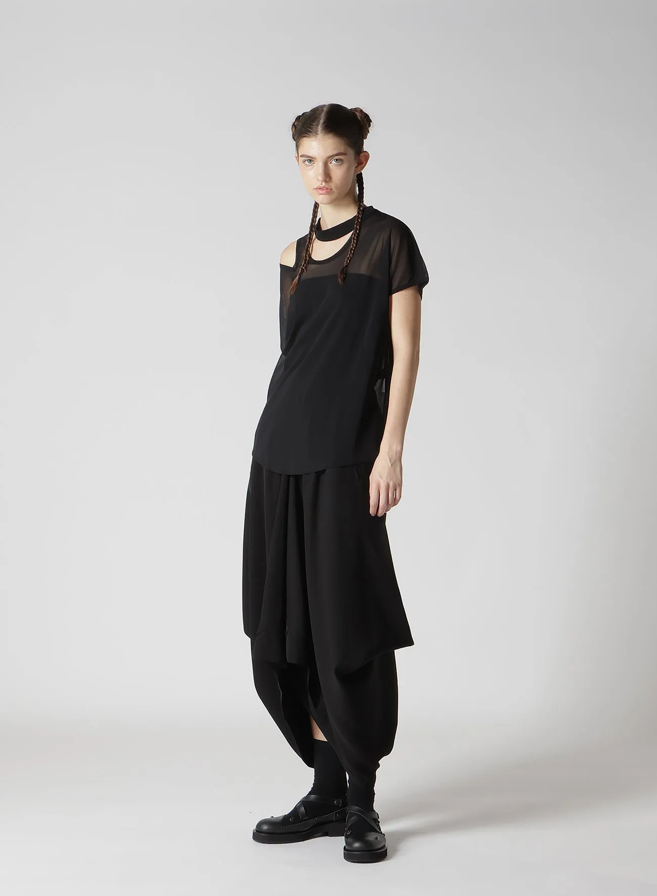 TULLE SLIT FRENCH SLEEVE T-SHIRT sold by Yohji Yamamoto product image thumbnail 4