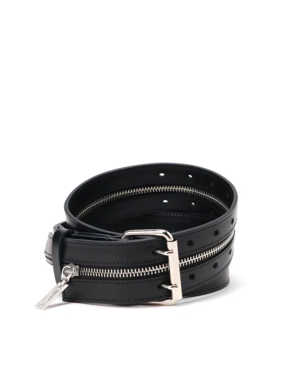 MAT OIL LEATHER ZIP OPEN BELT made by Yohji Yamamoto