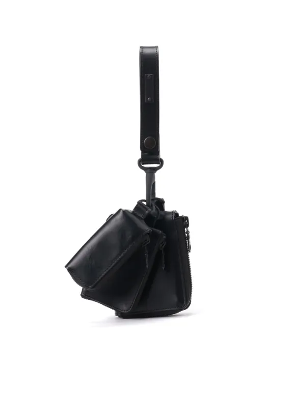 MAT OIL LEATHER 3LAYERS POUCH sold by Yohji Yamamoto