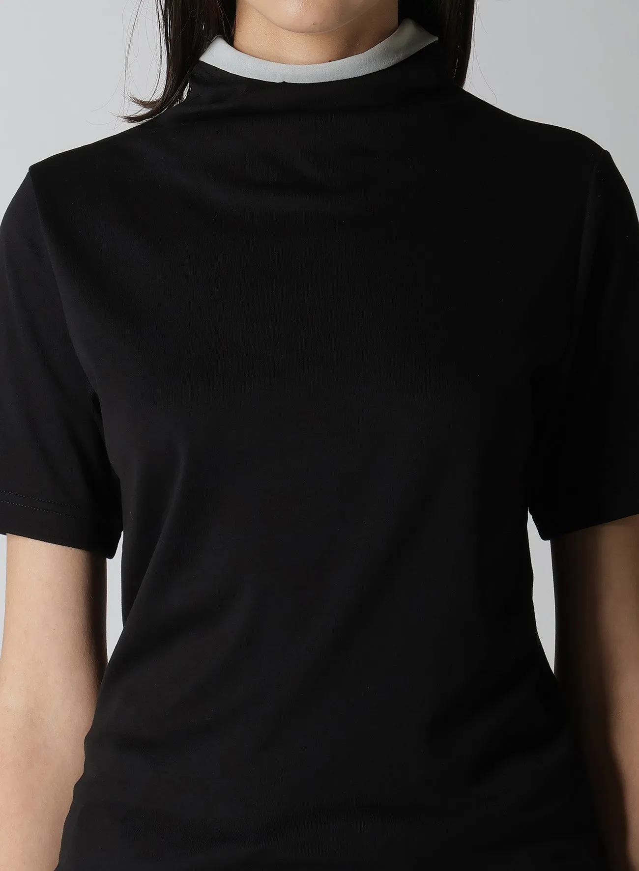 COTTON FRAISE/POLYESTER GAUZE HIGH NECK HALF SLEEVE T sold by Yohji Yamamoto product image thumbnail 5