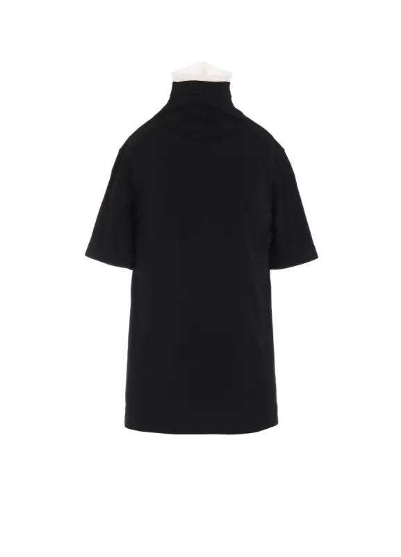 COTTON FRAISE/POLYESTER GAUZE HIGH NECK HALF SLEEVE T sold by Yohji Yamamoto