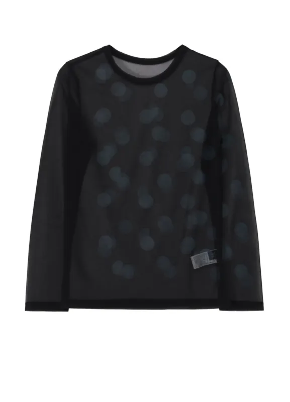 GAUZE JERSEY DOT PRINT ROUND NECK LONG SLEEVE T sold by Yohji Yamamoto