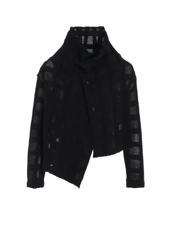 CHECK CUT JACQUARD CROPPED ASYMMETRIC JACKET sold by Yohji Yamamoto