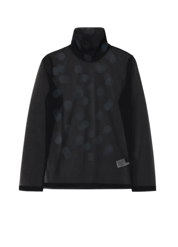 GAUZE JERSEY DOT PRINT HIGH NECK LONG SLEEVE T sold by Yohji Yamamoto