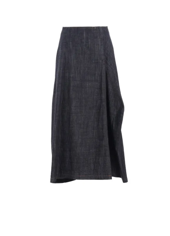 8OZ DENIM PANEL TUCKED FLARE SKIRT sold by Yohji Yamamoto